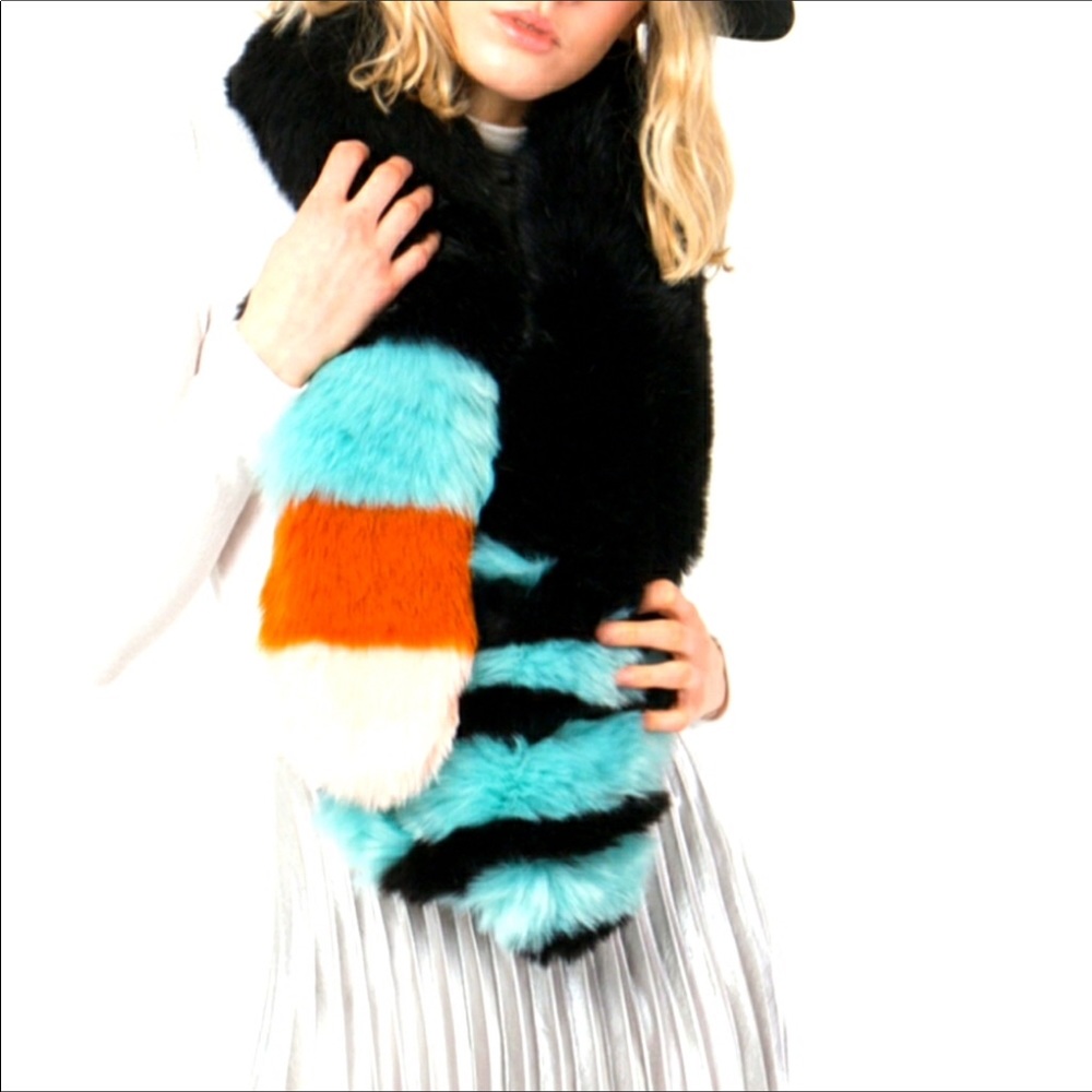 P.ROSSINI FAUX FUR MULTICOLORED SCARF
